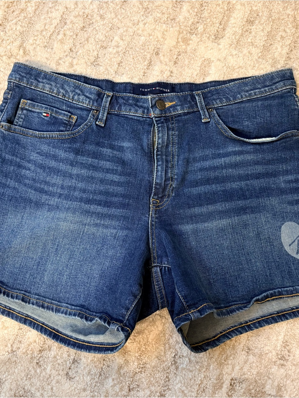 Tommy Hilfiger Dark Blue Washed Denim Jean Shorts